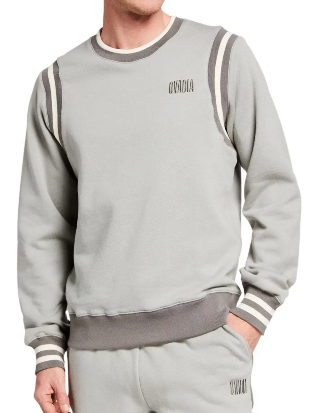Ovadia New York Nba Grey Star Crewneck Sweatshirt stripe detail Small